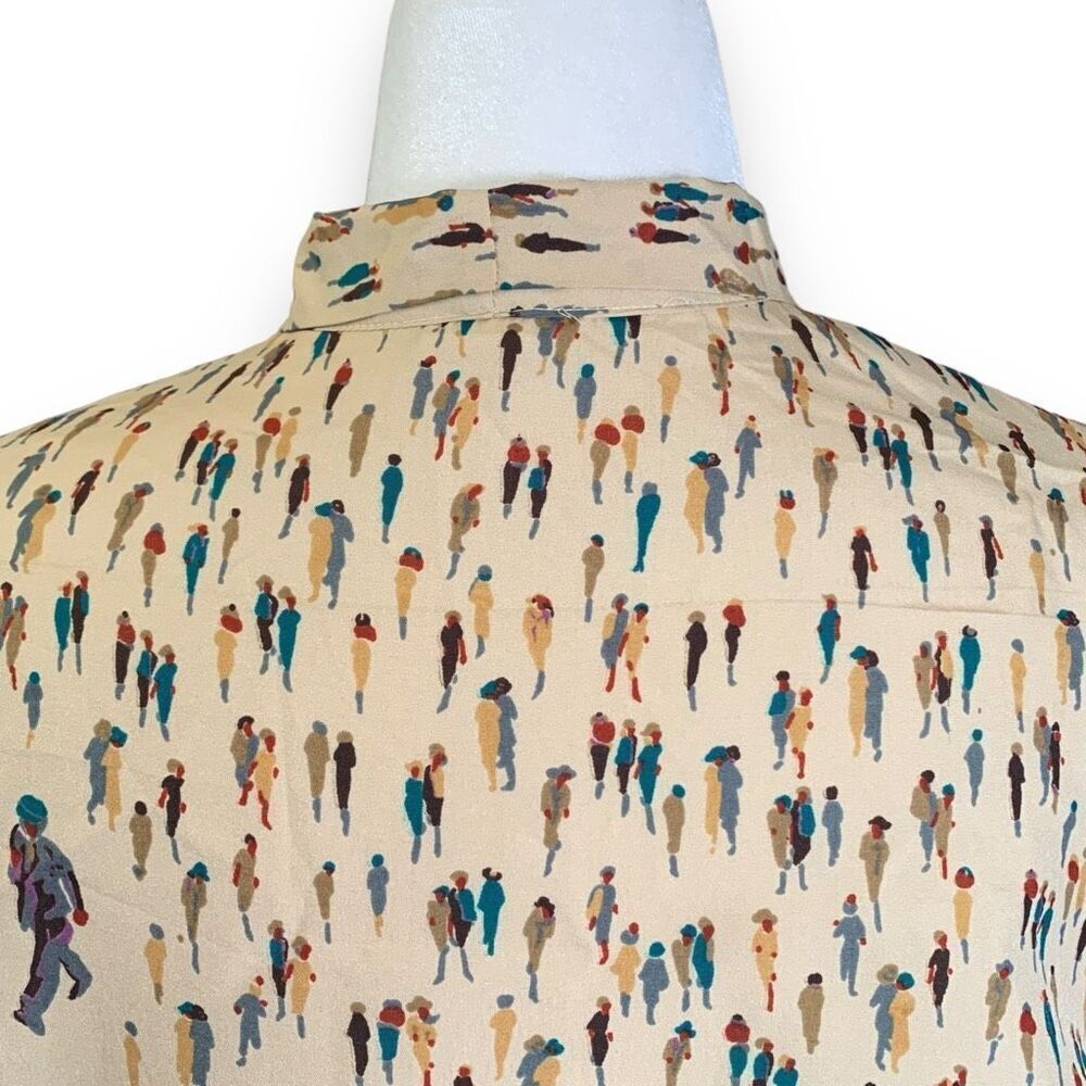 Vintage Multicolor Patterned Blouse with Bow Tie - Picture 5 of 9